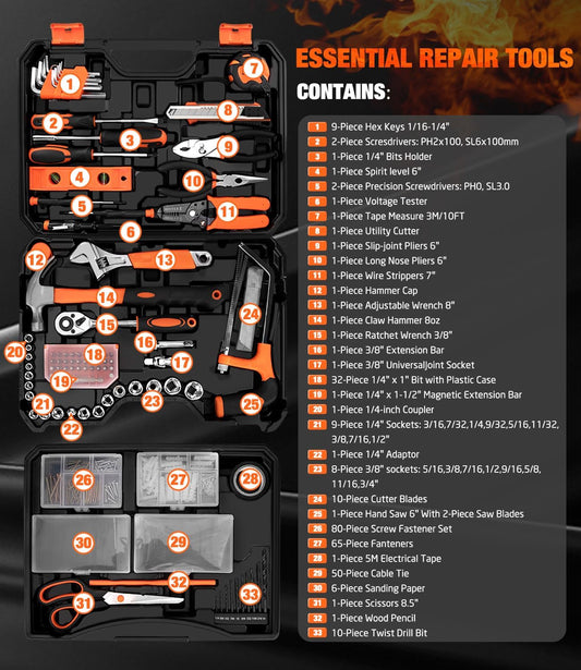 328-Piece Tool Set - Tool Kit Toolbox Storage Case with Drawer. General Household Hand Tool Kit Perfect for Home & DIY Repairs : Amazon.sg: DIY and Tools