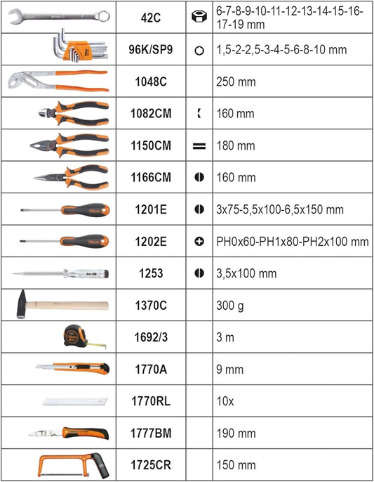 Beta 2054E/I-100 Case with Set of 100 Professional Tools for General Maintenance. 40 x 14 x 30 cm. 6.8 kg : Amazon.sg: DIY and Tools